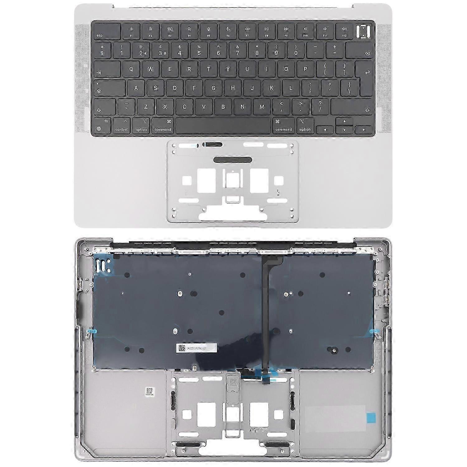 (Silver) For Macbook Pro 14 Inch 2021 A2442 / 2023 A2779 Big Enter Version Uk Keyboard With C Shell