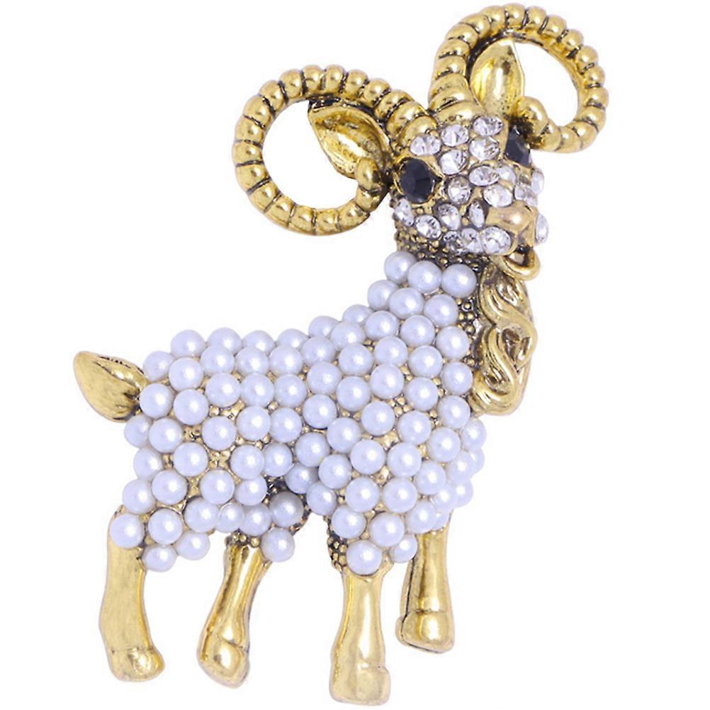 Elegant Rhinestone Sheep Brooch with Pearl Accents Handmade Animal Lapel Pin for Dresses, Coats, Hats, and Bags Versatile Accessory for Everyday