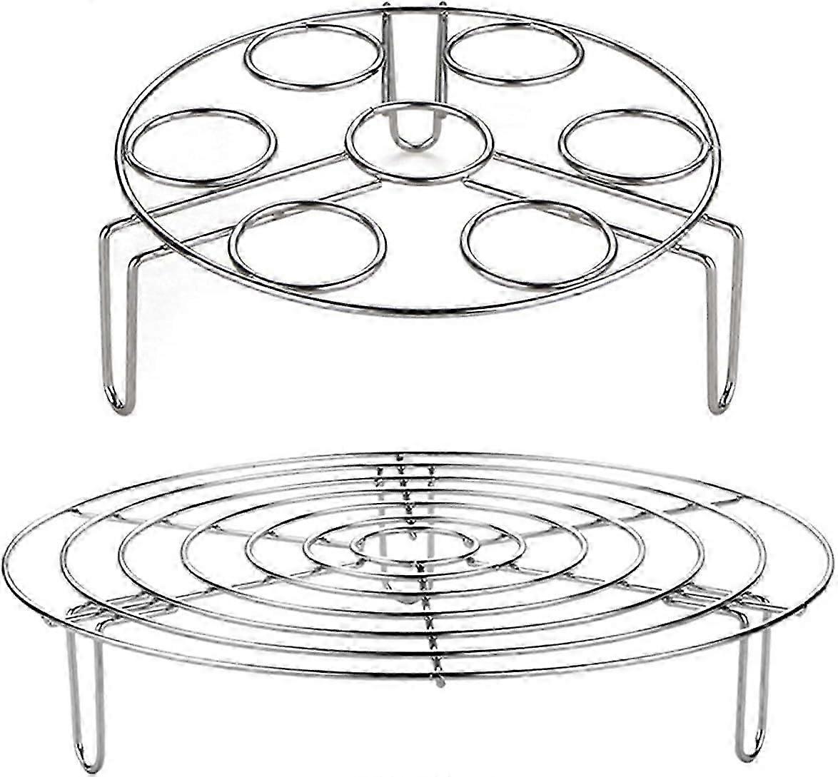 Set of 2 Stainless Steel Cooking Racks Round Steamer Cookware Set