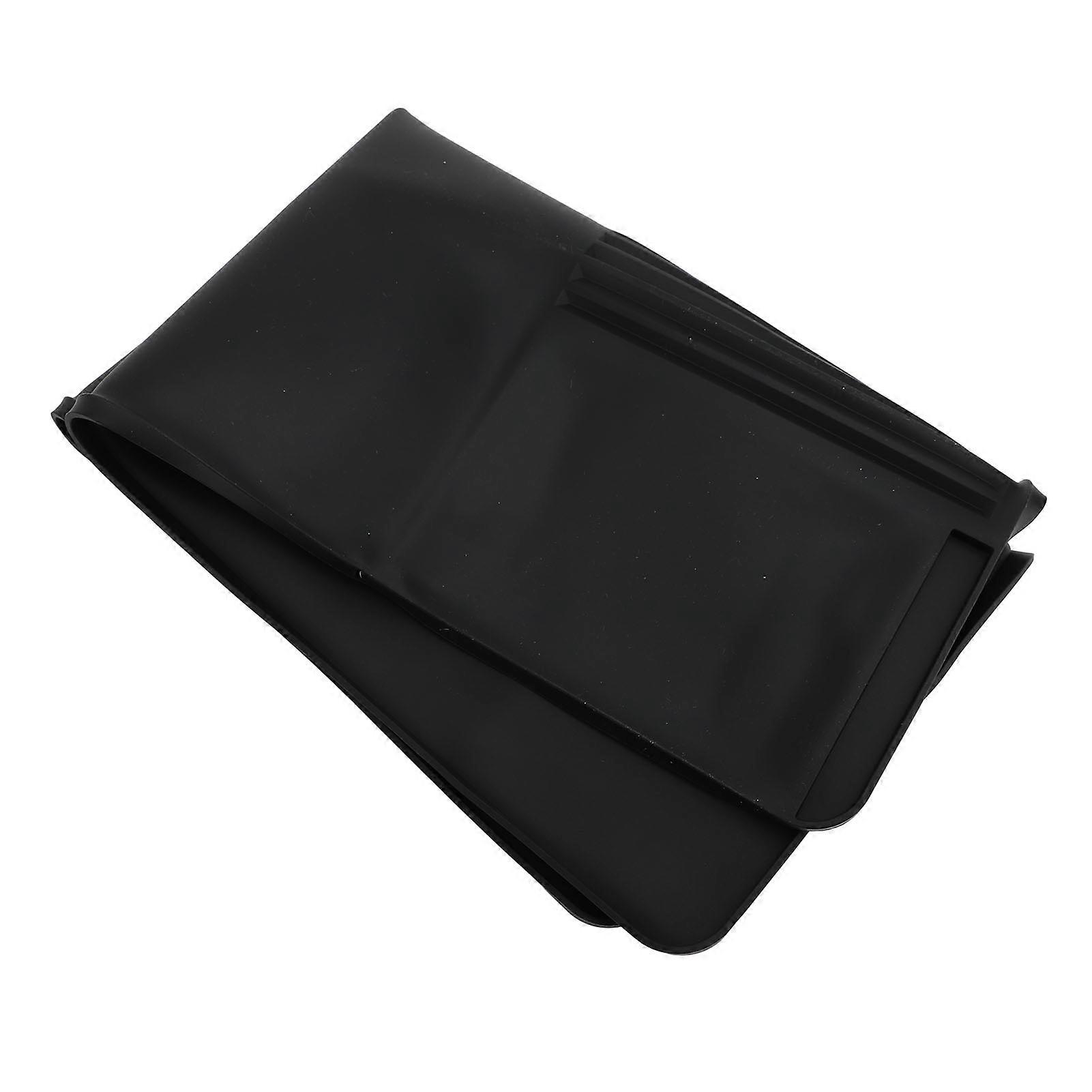 Silicone Coffee Mat with Raised Edges, Non-Slip, for Countertops, Compatible with Coffee Machines and Dish Drainers, Black