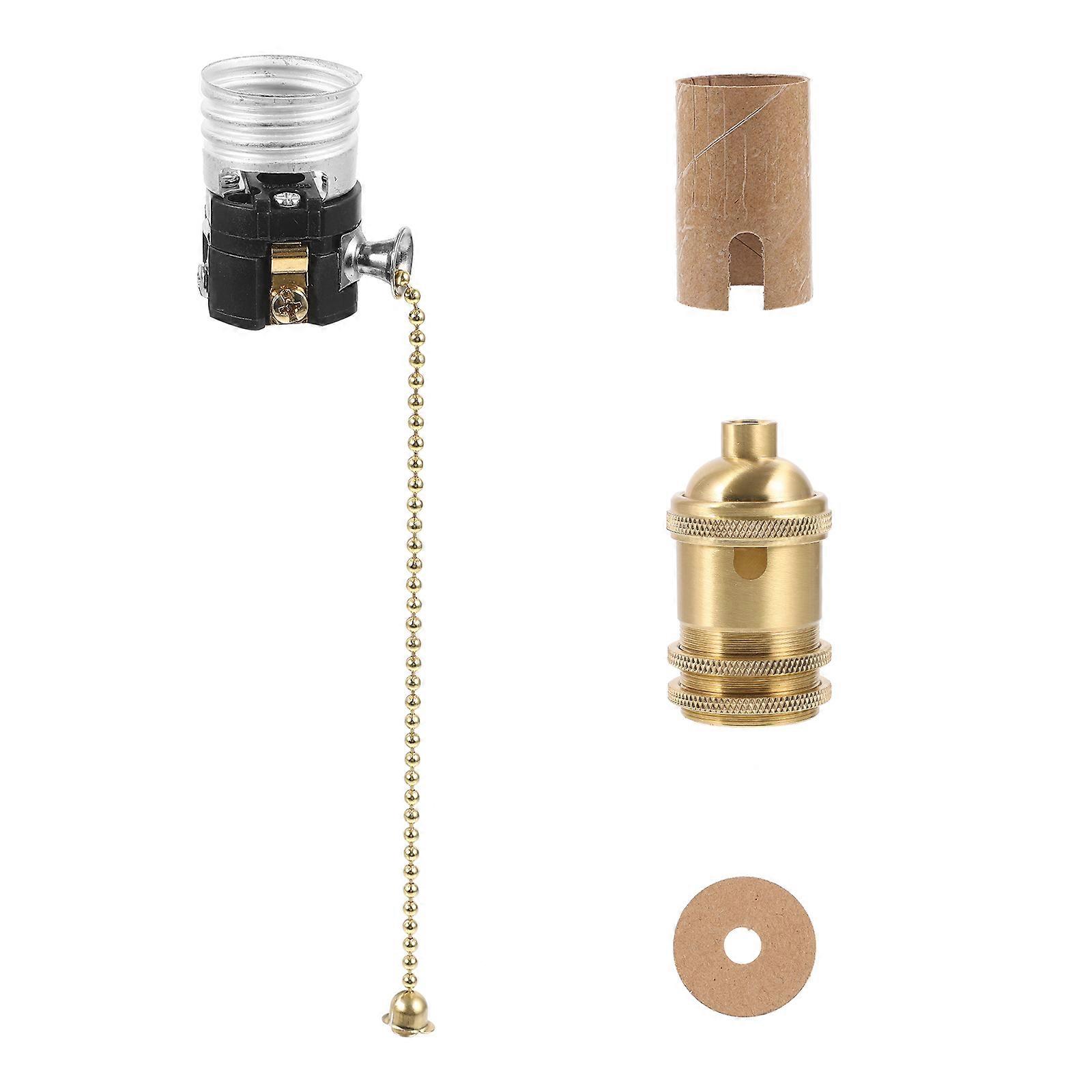 Vintage Copper Lamp Holder with Pull Chain Ceiling Light Fitting for Home and Commercial Use, Compatible with Thread and Various Bulbs, Easy