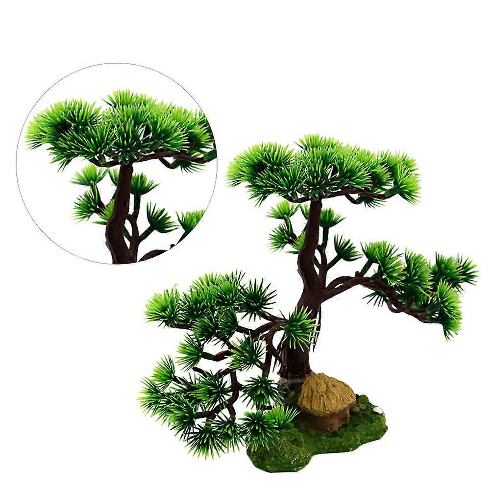 Tree Ornament for Aquarium Artificial Pine Bonsai Resin Green 24.00X20.00X13.00CM 1Set