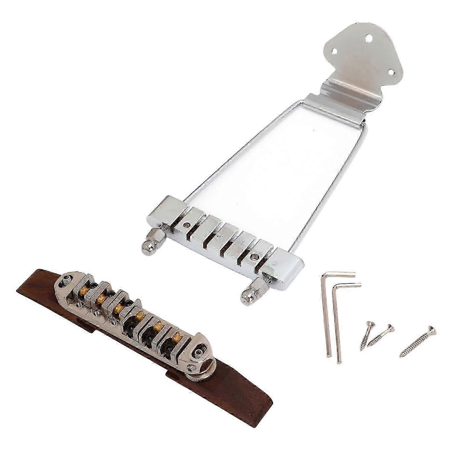 6 String Guitar Metal Tailpiece Adjustable Wooden Bridge Replacement String Instrument Accessories
