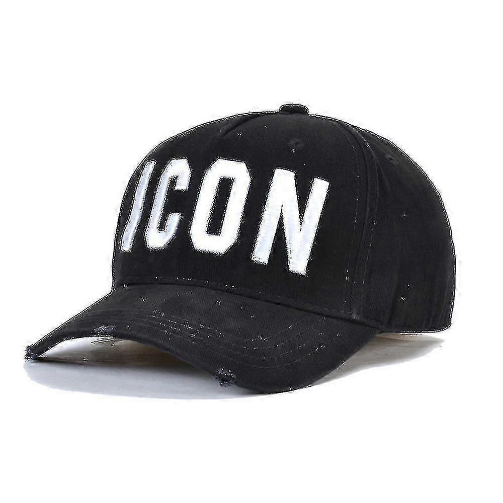 High Quality 100% Cotton Adjustable Baseball Cap Icon Monogram Black