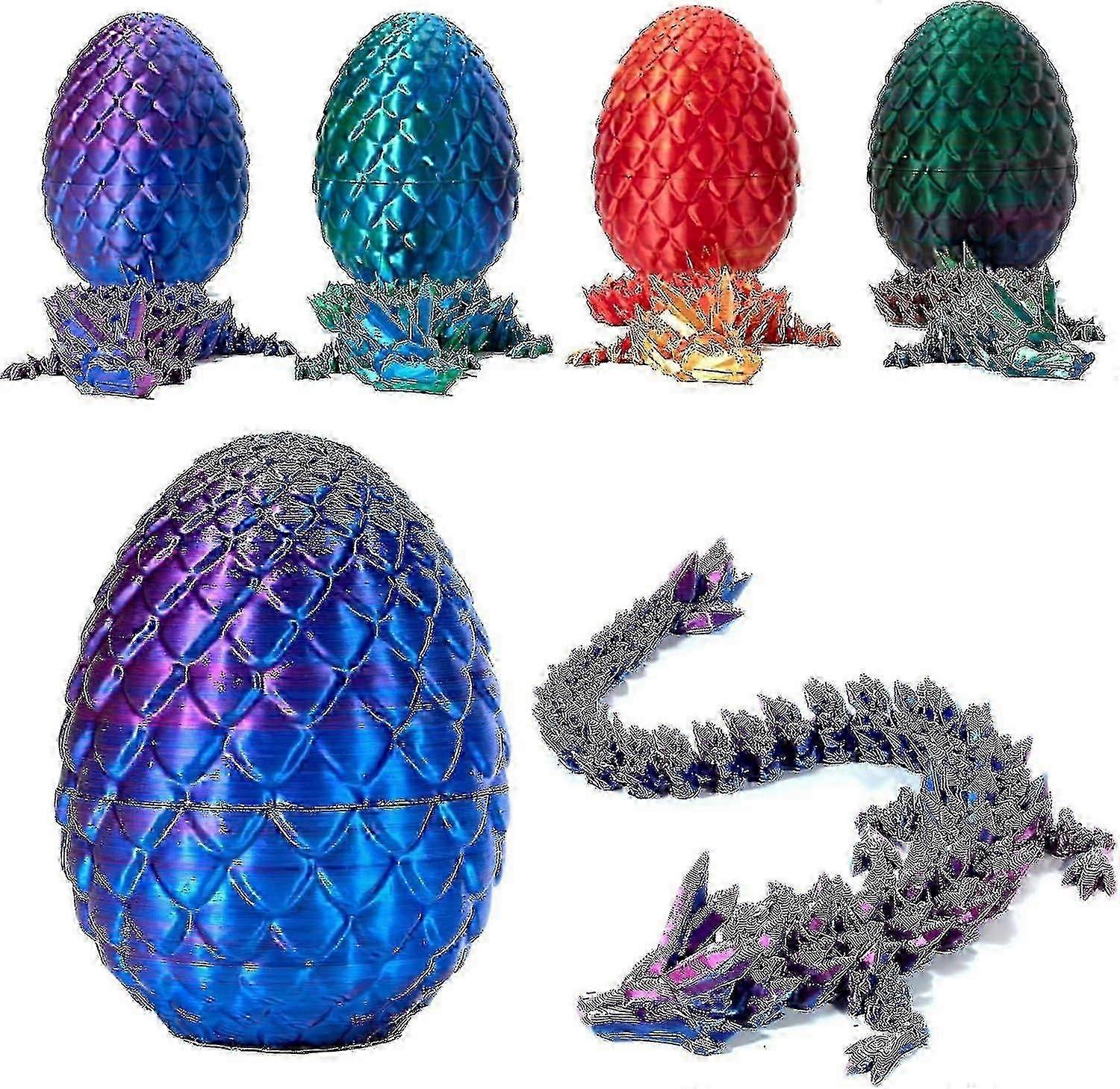 3D المطبوعة التنين في البيض، كامل مفصلية التنين كريستال التنين مع بيضة التنين، ديكور مكتب المنزل التنفيذي اللعب