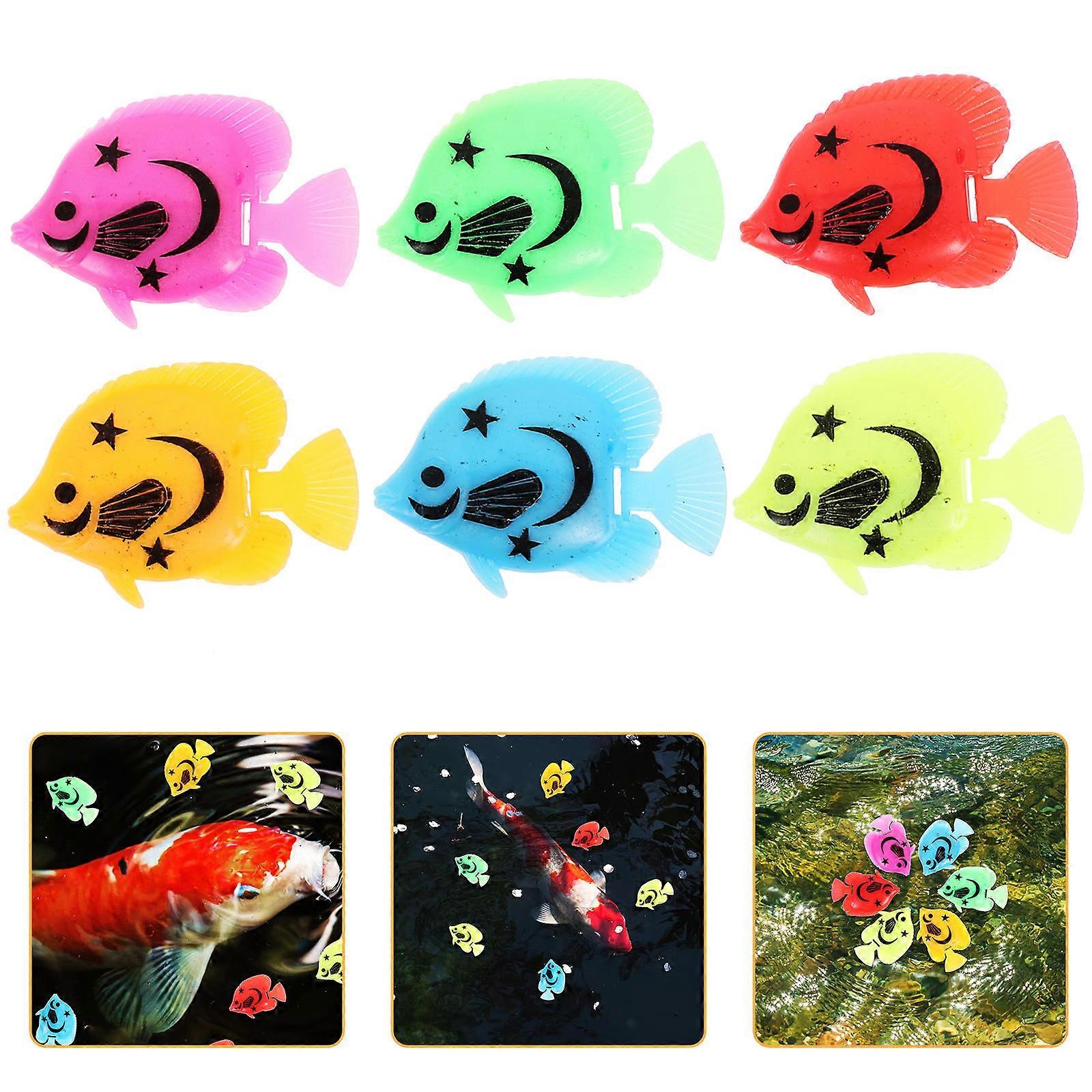Artificial Fish Aquarium Decoration Floating in Water Fish Tank Ornament Assorted Color 4x3x0.5cm 30Pcs