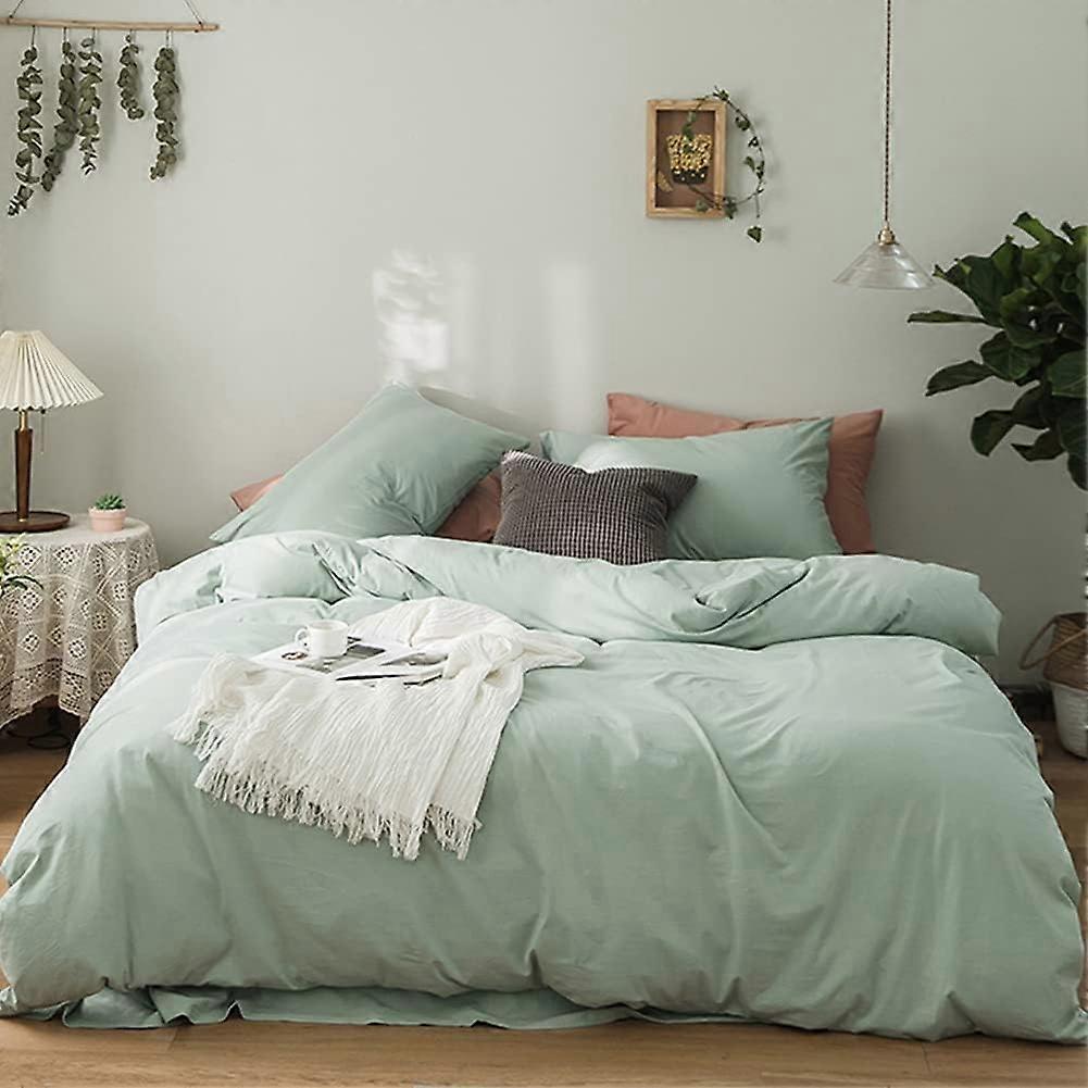Capa de Edredão 220 x 240 cm Verde Claro - Conjunto de Cama para Adulto para 2 Pessoas com Conjuntos de Capa de Edredão de Microfibra com Fecho de Correr (AAA)