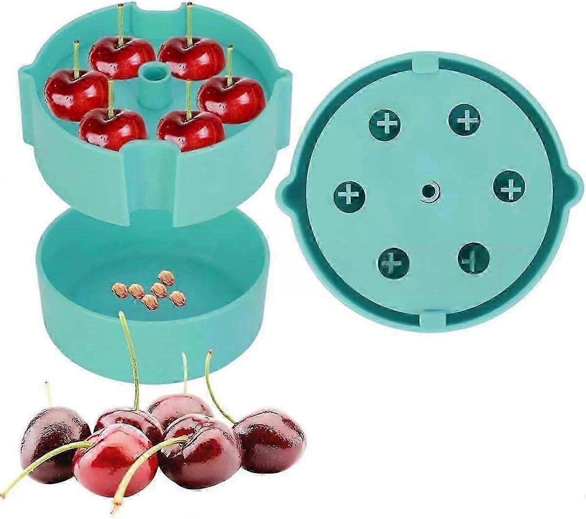 Cherry Pitter - Portable Cherry Pitter Corer Tool with Splash Guard, Pits up to 6 Cherries at Once, Dishwasher Safe, ABS Constructi