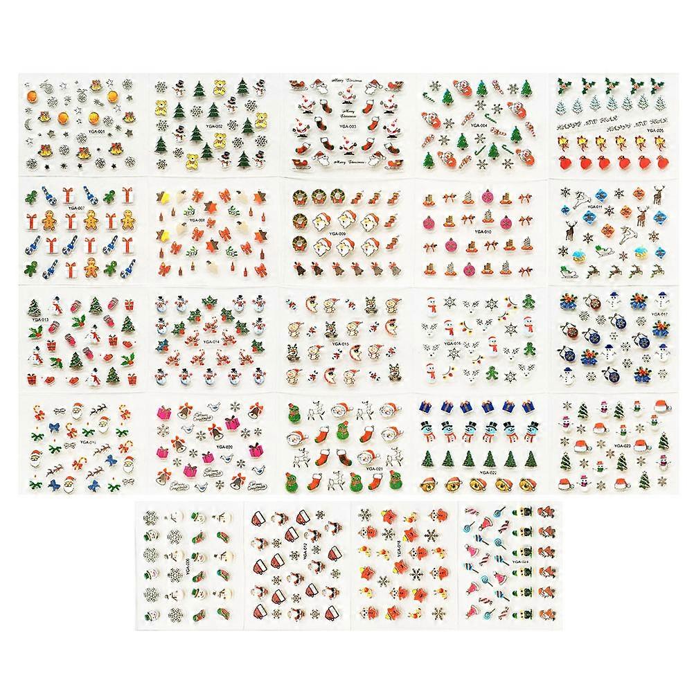 Nail Decoration Stickers 3D Nail Art Decals Self-Adhesive For Carnival Events Assorted Color Designs 24 Sheets