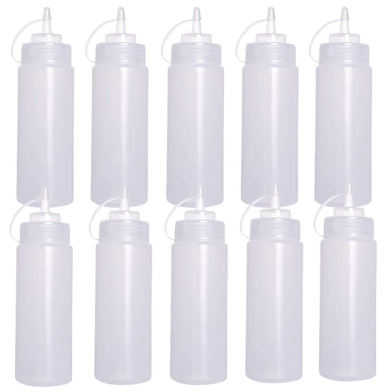 NA Tianyis Pack of 10 Squeeze Bottles, 240 ml, with Screw Cap for Ketchup, Mustard, Mayo