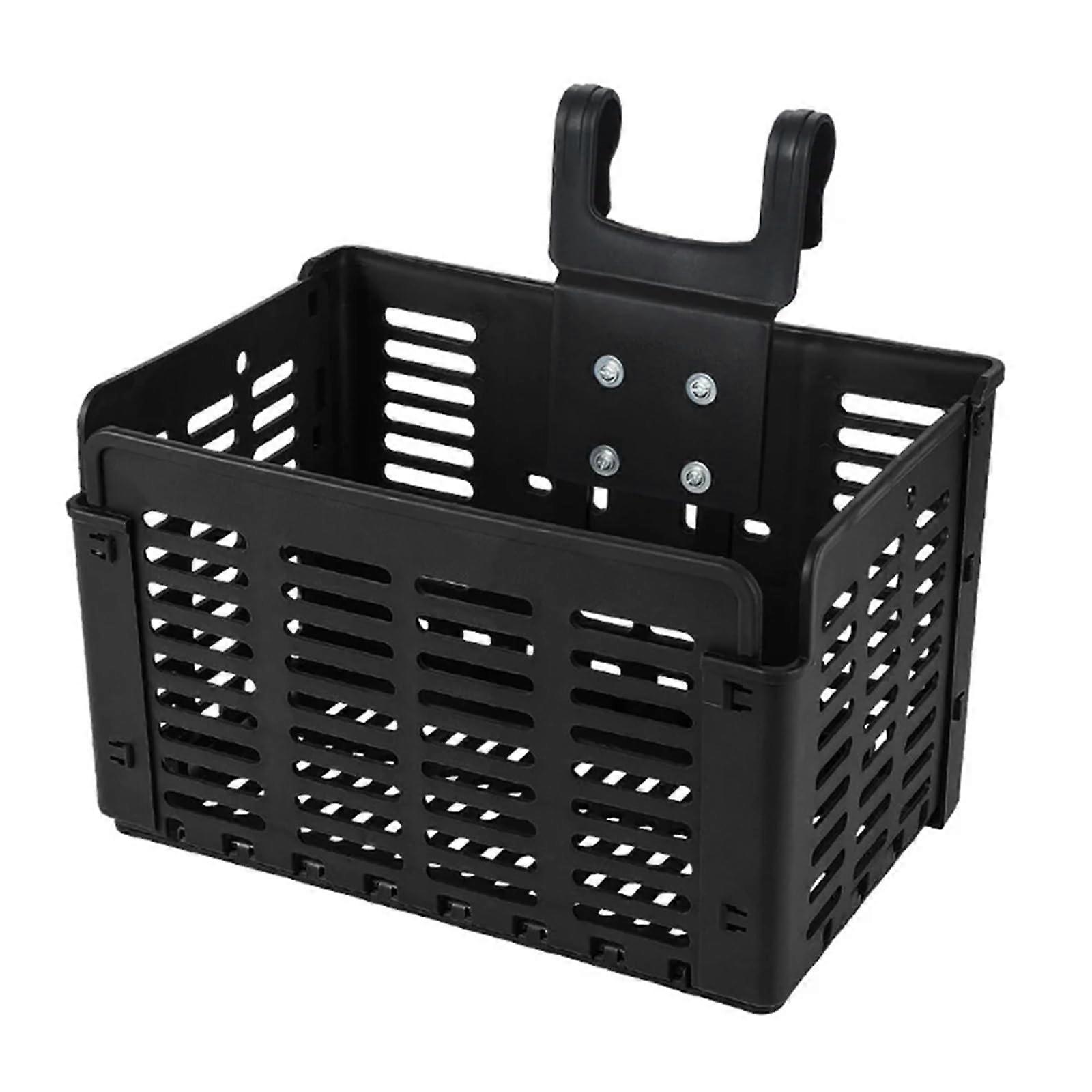 Foldable Bicycle Frame Basket, Quick Release Front Rear, Large Pannier Rack Black