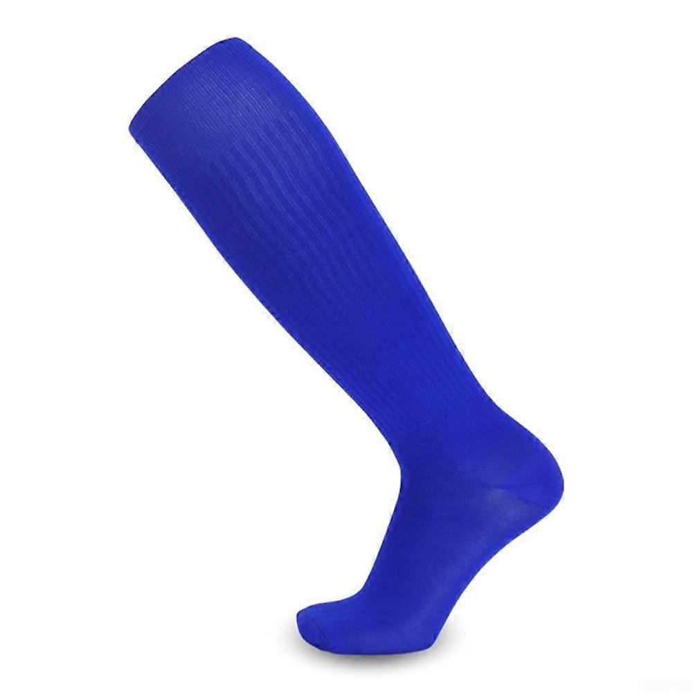 Bright Plain HighTop Football Socks Thin and Breathable Over the Knee Socks Adult Blue A