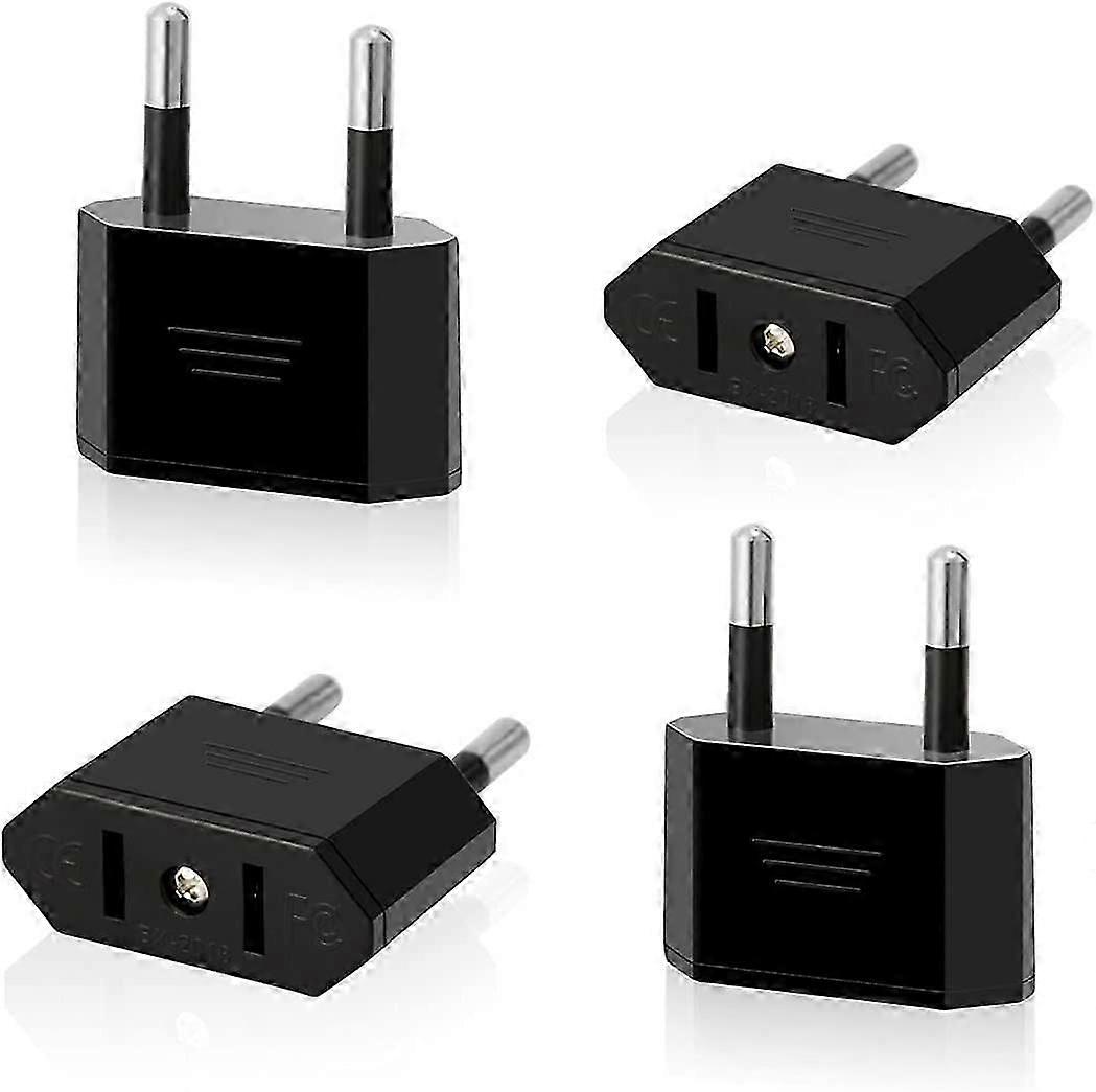 4pc US to EU Travel Plug Converter for Devices with US Power Supply(Black)