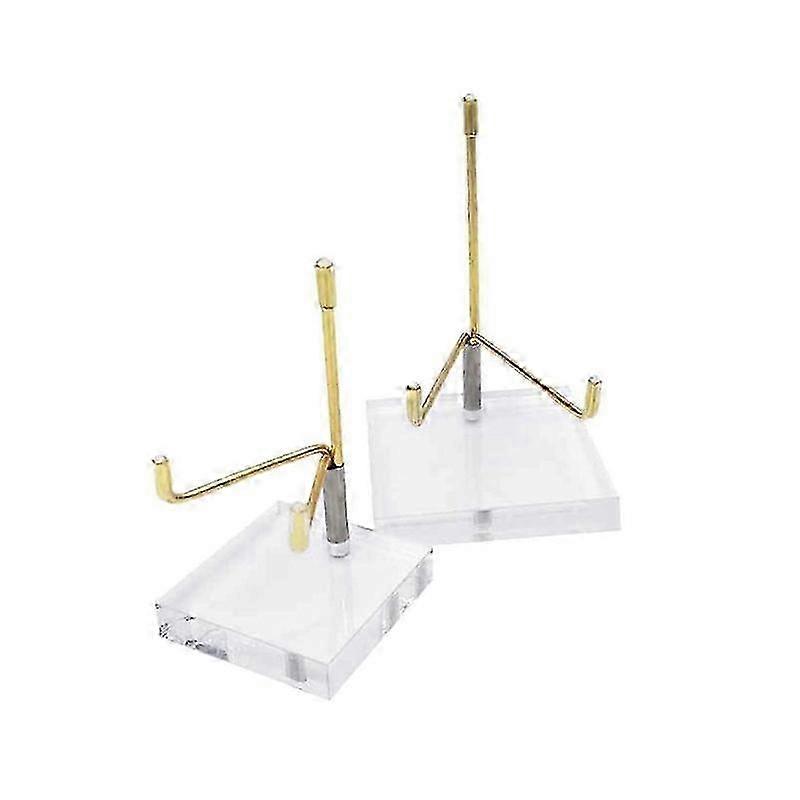 2 Pcs Adjustable Metal Arm Display Stand Easel With Clear Acrylic Base For Gemstones And Crystals