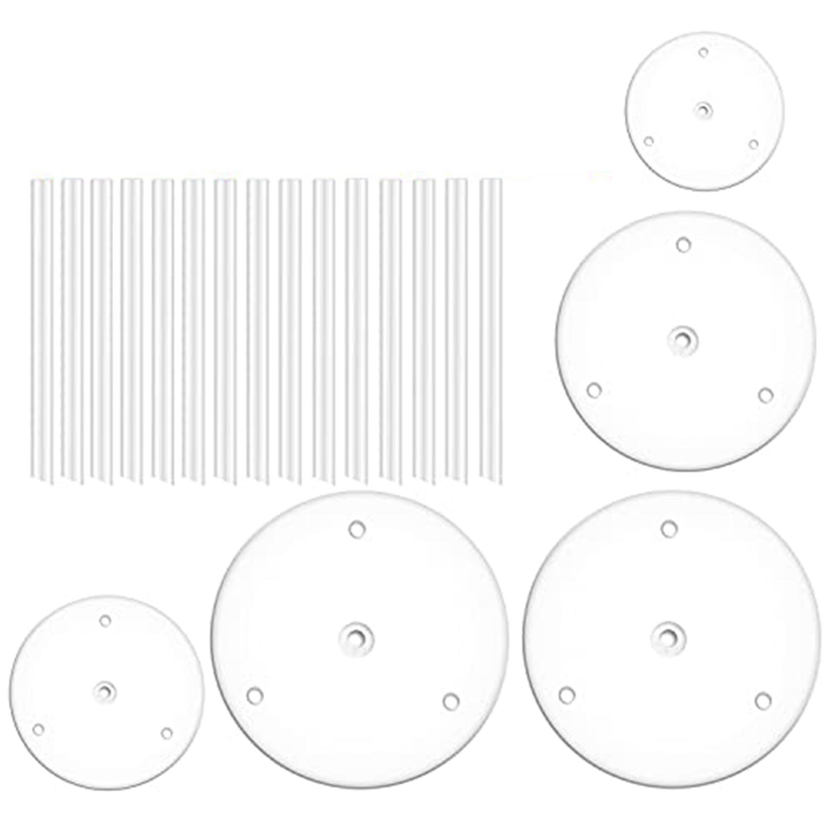 Cake Plate,5 Cake Stand, Cake (9/12/16/20/20 cm) with 15 Dowel Rods, Reusable for Tiered Stacked Ca