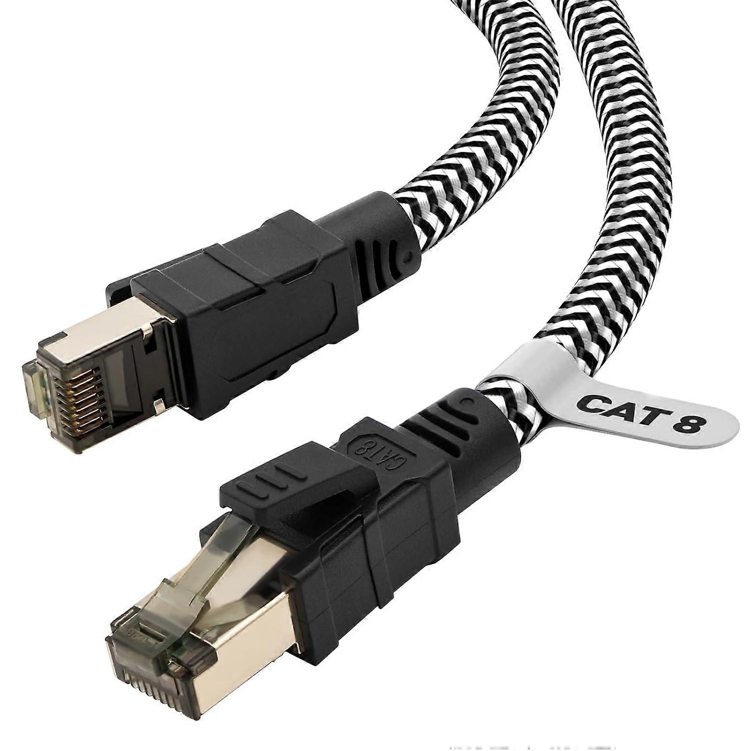 Cat8 Internet Cable, 3M Nylon Braided, 40Gbps 2000MHz, S/FTP Copper Wire Shielded