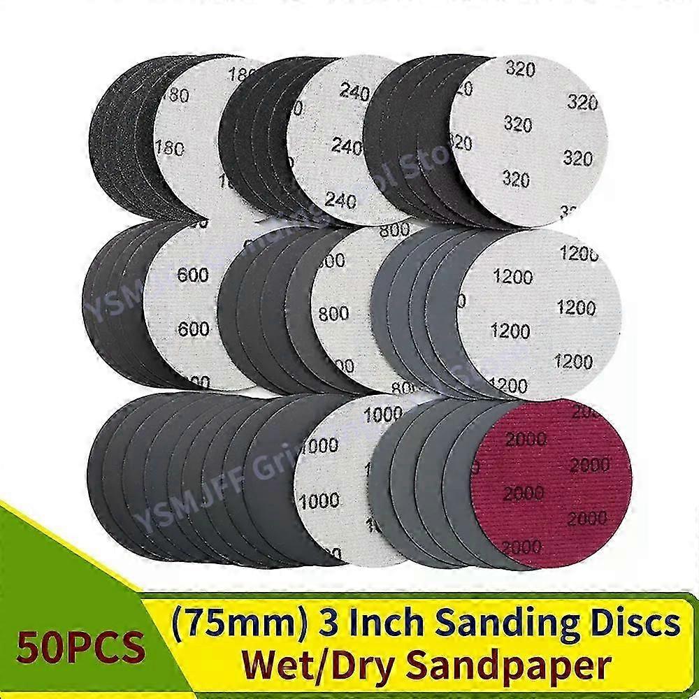 HaKeLai 3 Inch Sanding Discs Hook and Loop Wet/Dry Sandpaper Silicon Carbide 400-10000 Grits for Random Orbital Sander Automotive Metal