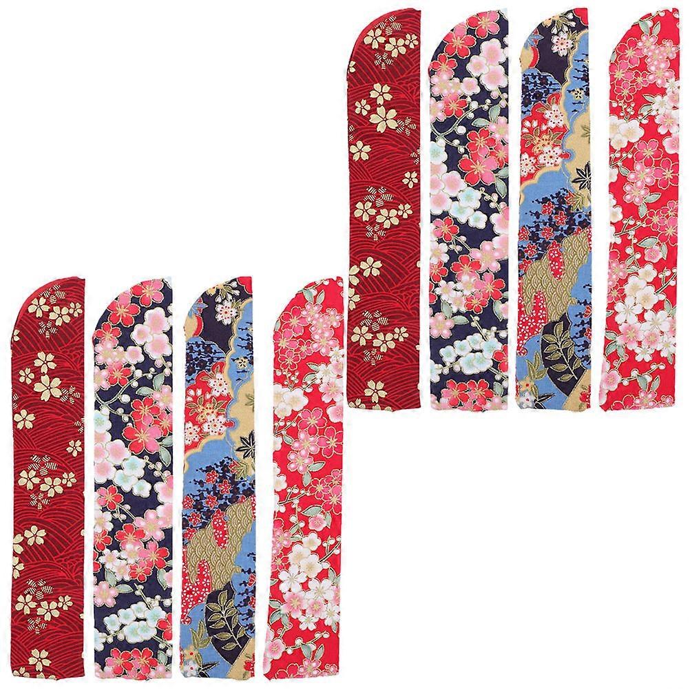 Fan Storage Bag Hand Fan Bag Double-Layered Design Fan Accessories Red 8Pcs