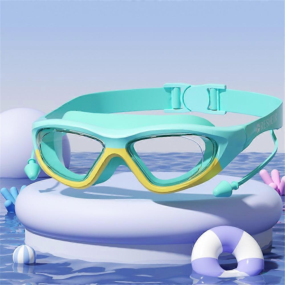 RESHEIR For Kids Large Frame Swimming Goggles Anti Fog Wide Vision Swim Glasses with Ear Plugs
