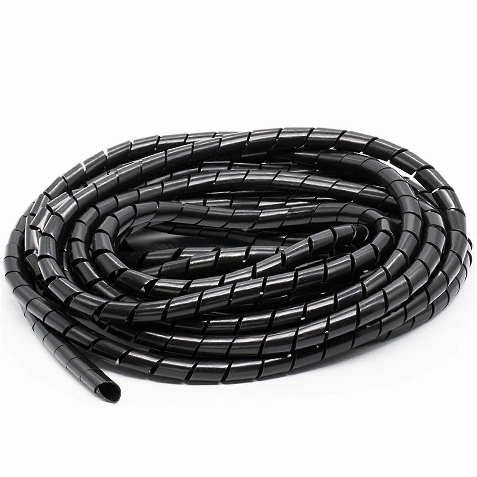 Cable winding, spiral wrap, wire manager, protective sleeve (Black, M6mm x 15m)