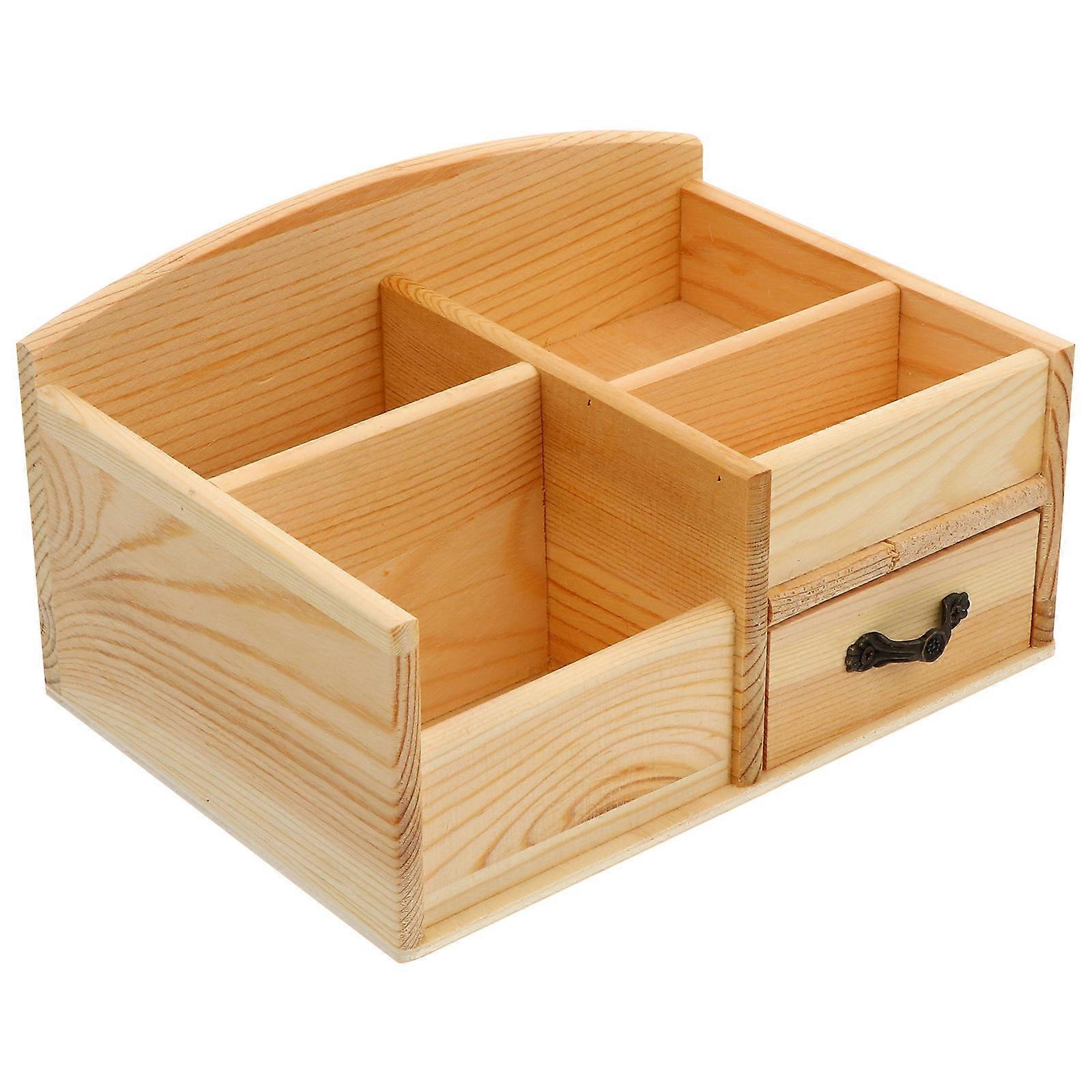 Wood Storage Container Diy Wooden Home Desktop Sundries Organizer Simple And Elegant Style 19x13cm 1Pc