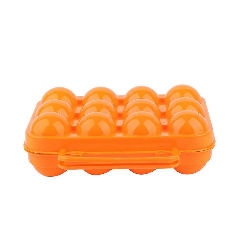 Double Side Plastic Egg Tray Storage Box Case Holder Container with Handle for 12 Eggs(orange)