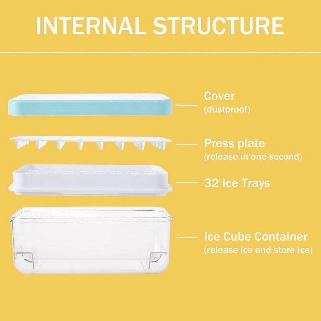 Ice Cube Tray with Lid, Silicone. BPA Free Teal Whiskey Cocktail Frozen Drink Baby 2 Layer 64 Ice Cube Tray