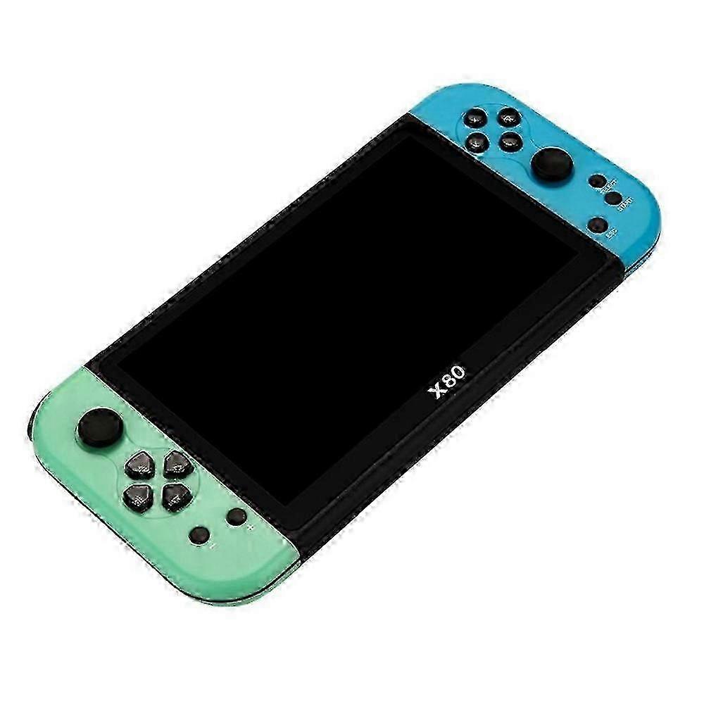 X80 7.0 inch HD Screen Handheld Game Console 20000 Games Video Game Console--green blue