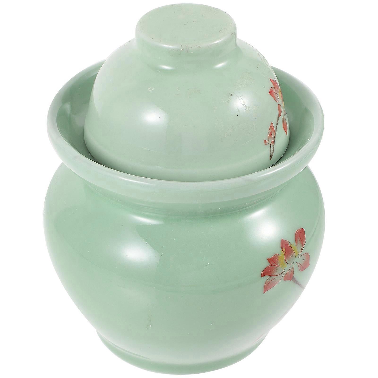 Large Fermenting Pickle Jar with Lid Clay Ceramic Container for Kimchi, Pickling, and Storage