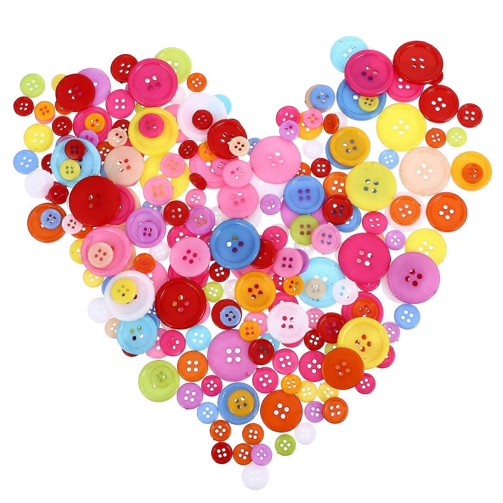Colorful Resin Buttons for DIY Use Assorted Color Classic Round Shape with Four Holes 200 Pieces