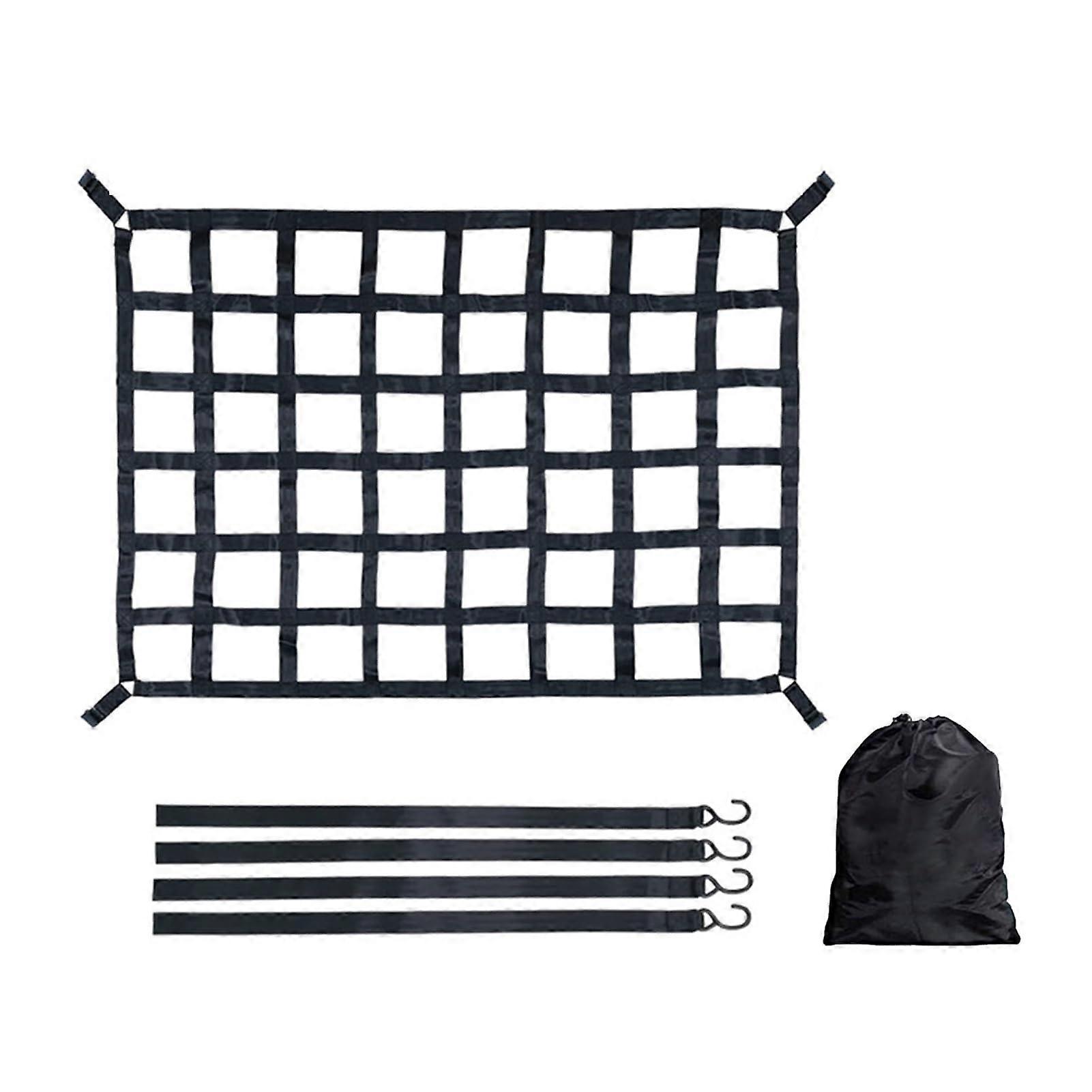 Auto-Kofferraum-Dachnetz mit 4 Gurten, Schweres Frachtnetz für LKW-Anhänger und Müllcontainer, Größe S