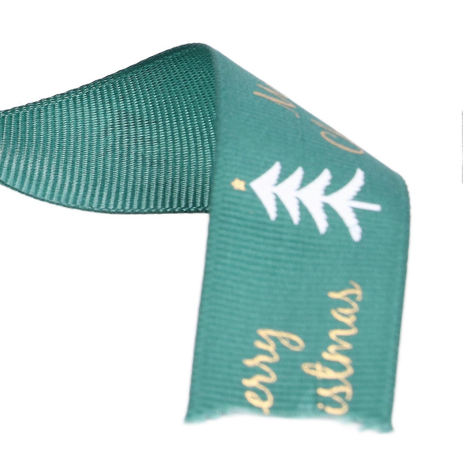 Ribbon Multipurpose Green Background Christmas Pine Tree Pattern Ribbon Gift Wrapping Ribbon