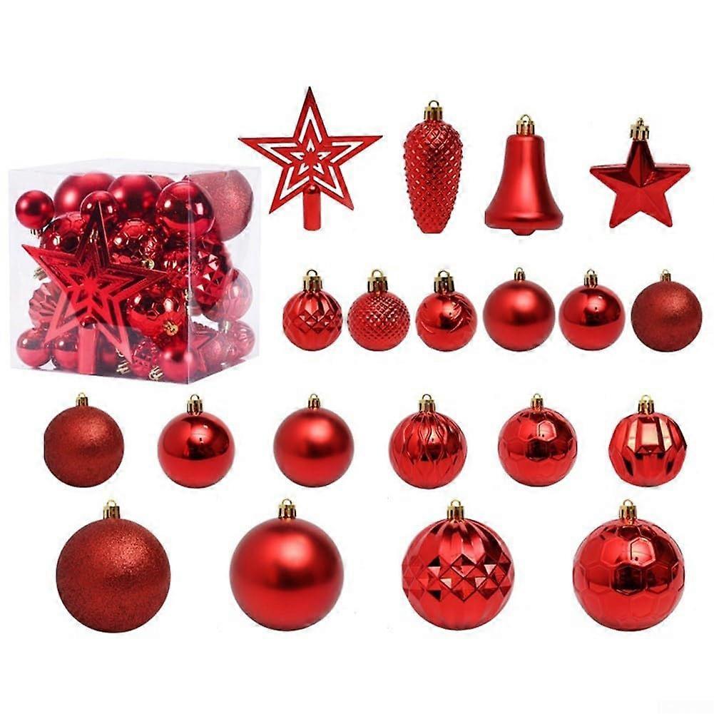 A Touch of Cheer Christmas Ornament Set, 45Piece,  Addition to Your Holiday Decor (Red)