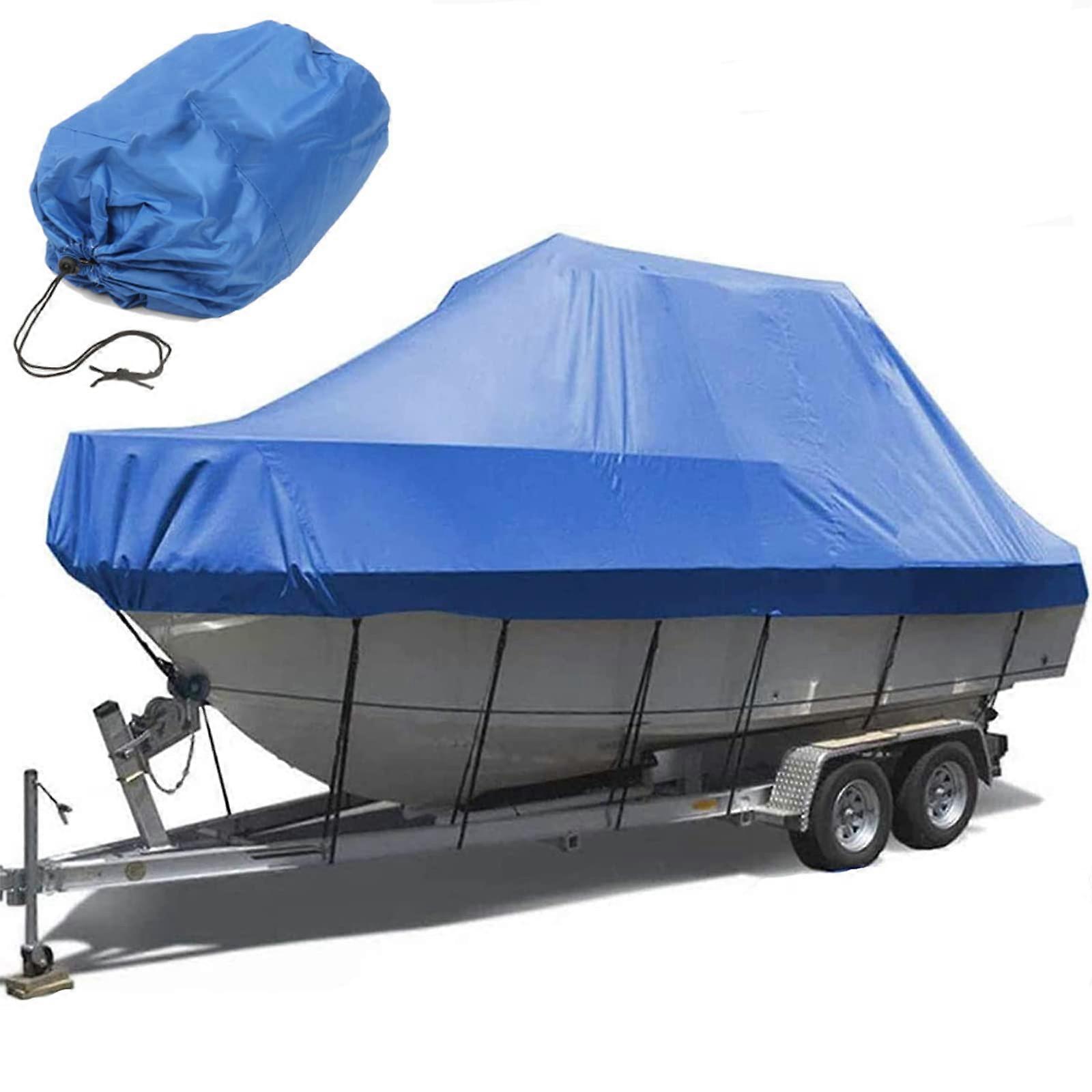 Boat Tarpaulin Cover, 210D Oxford Fabric with Elastic Hem for Winter Outdoor Protection, Large Size with Storage Bag 1921 Feet (820cm x 530cm) Blue