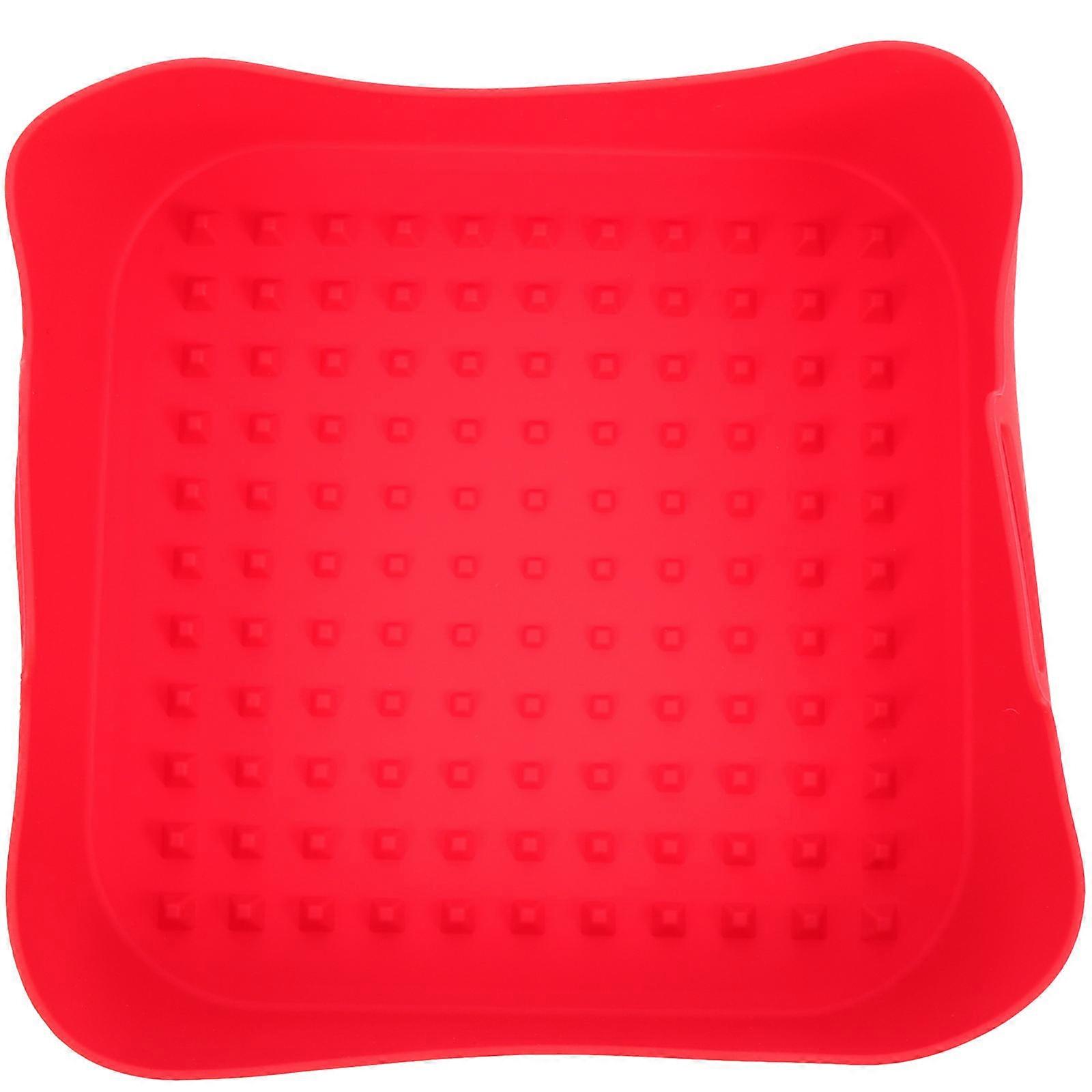 Non-Stick Silicone Pot Foldable Air Fryer Liner Kitchen Use Save Cleaning Time Red Square 20.00X20.00X6.00cm 1Pack