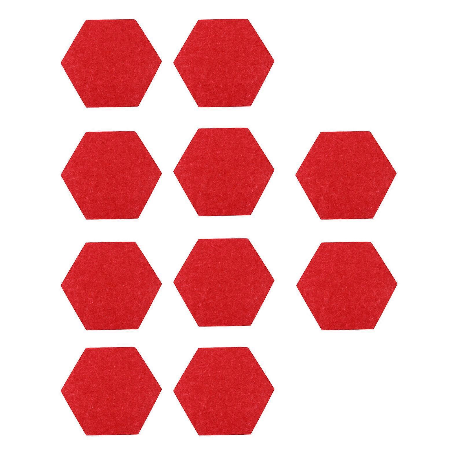 Red Hexagon Felt Message Board for Home Use Adhesive Back Wall Decor 12pcs