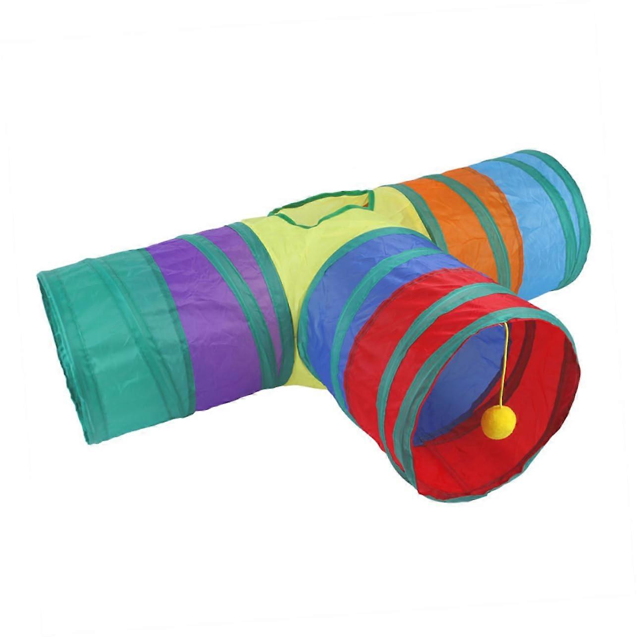 Cat Play Tunnel Pack Of 1 Large Indoor Polyester Cotton Colorful Stimulating Pet Cat Tunnel