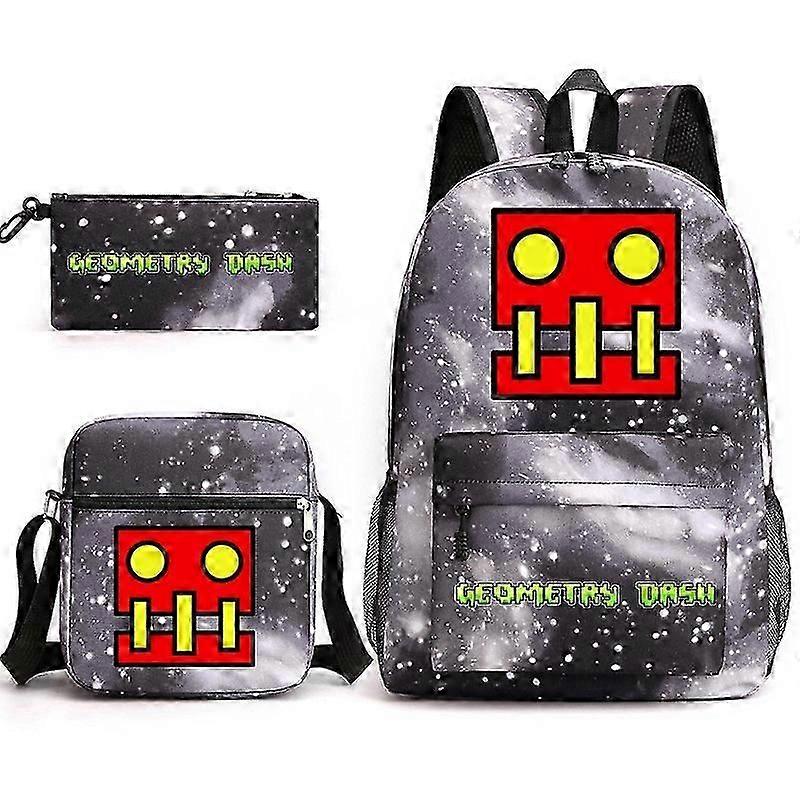 Geometry Dash School Bag Backpack Pencil Case Shoulder Bag Three-piece Set _25