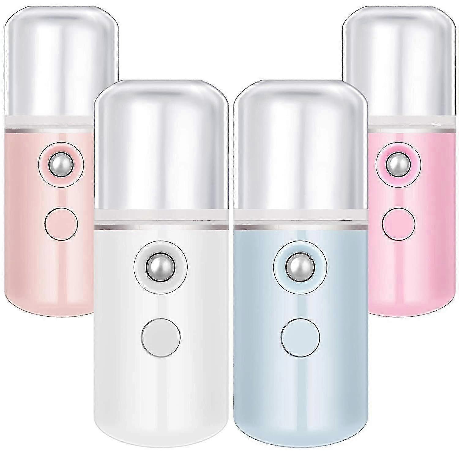 4Pcs Nano Sprayer Mini Portable USB Rechargeable Mist Atomizer for Eyelash Extension Cool White Light Pink Blue