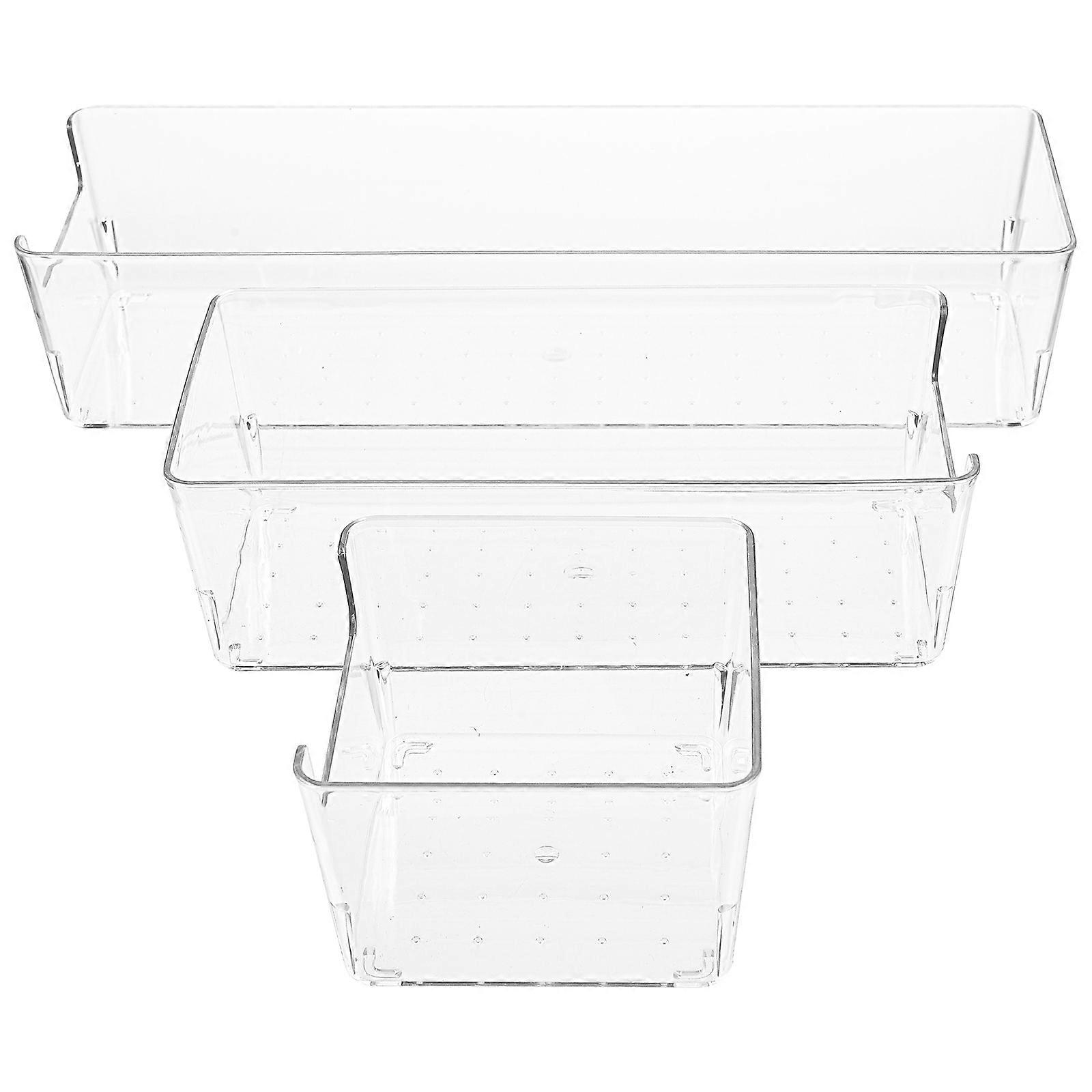 3pcs Transparent Storage Boxes for Desk & Drawer Organization – Lightweight, Bins for Efficient Item Storage
