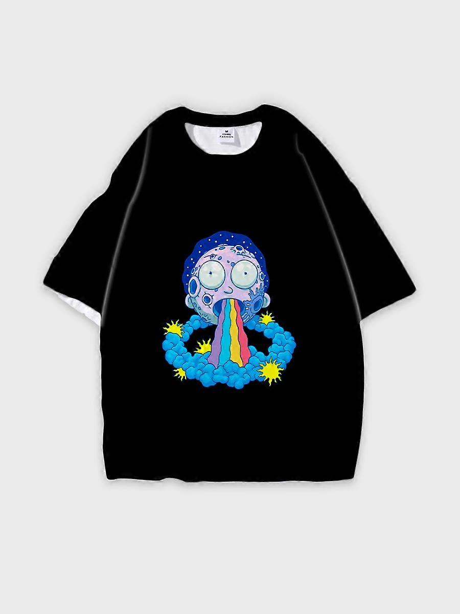 T-shirt round neck Animation Character Pattern loose short sleeve E3207