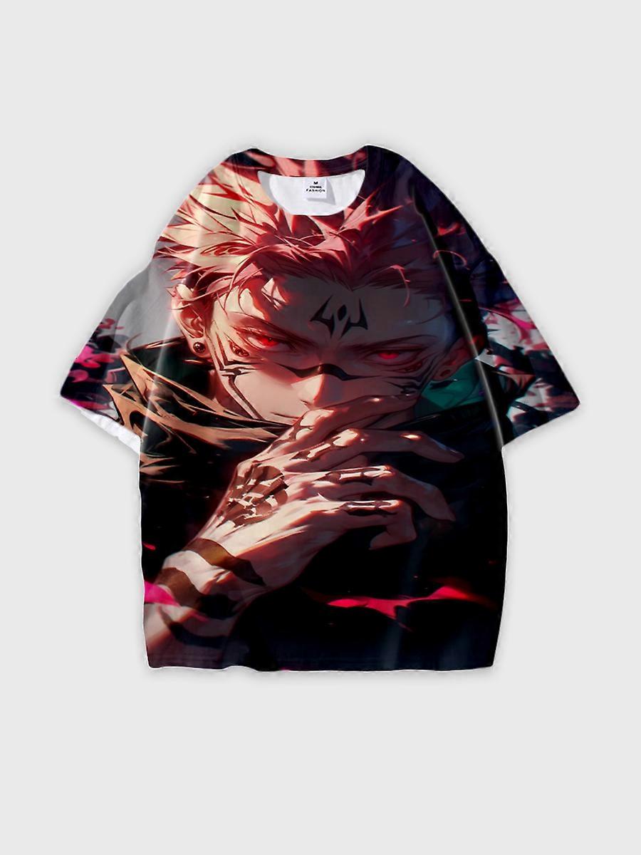 T-shirt round neck Character Pattern loose short sleeve P1303