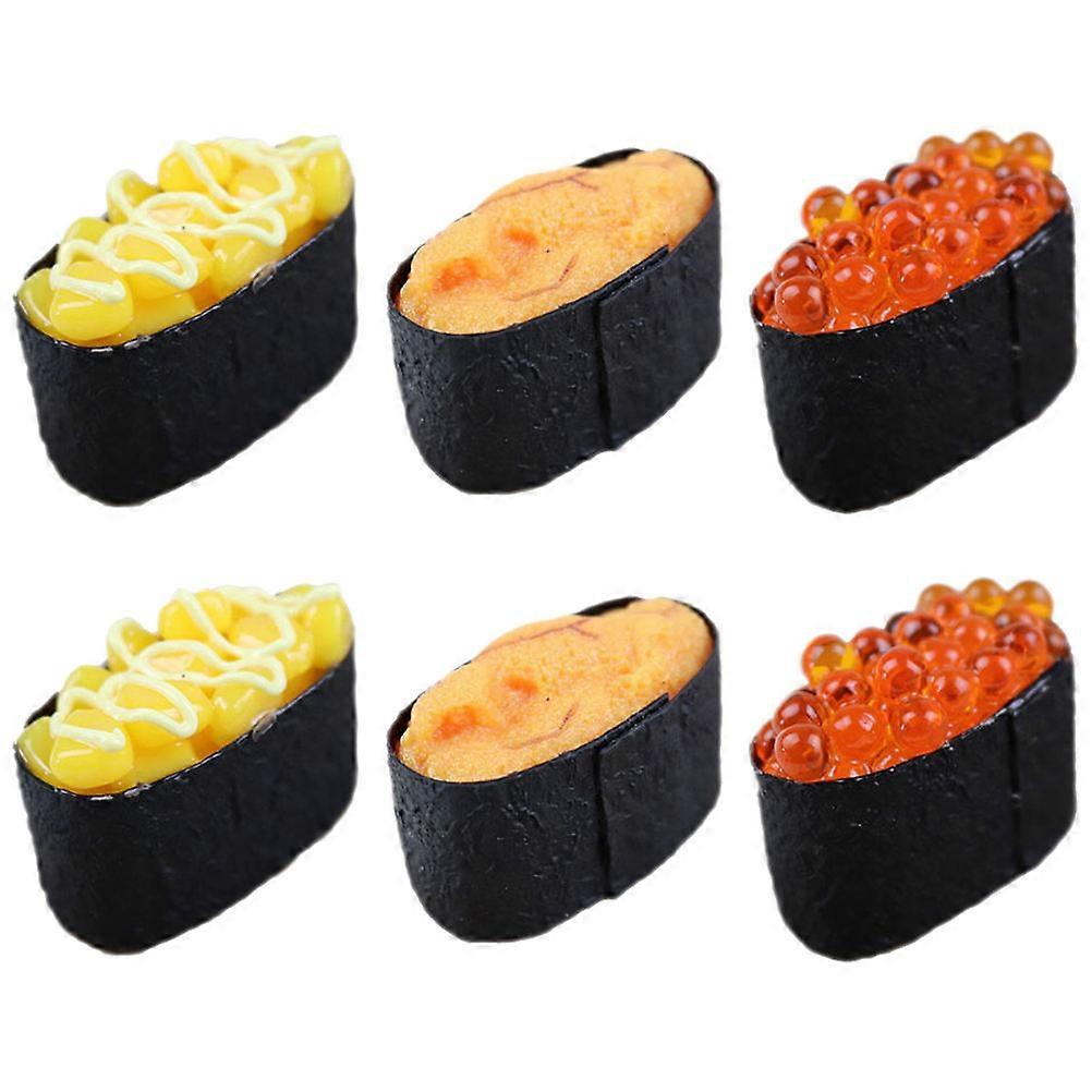 Lifelike Sushi Model for Decoration Made of PVC in Assorted Color 6pcs