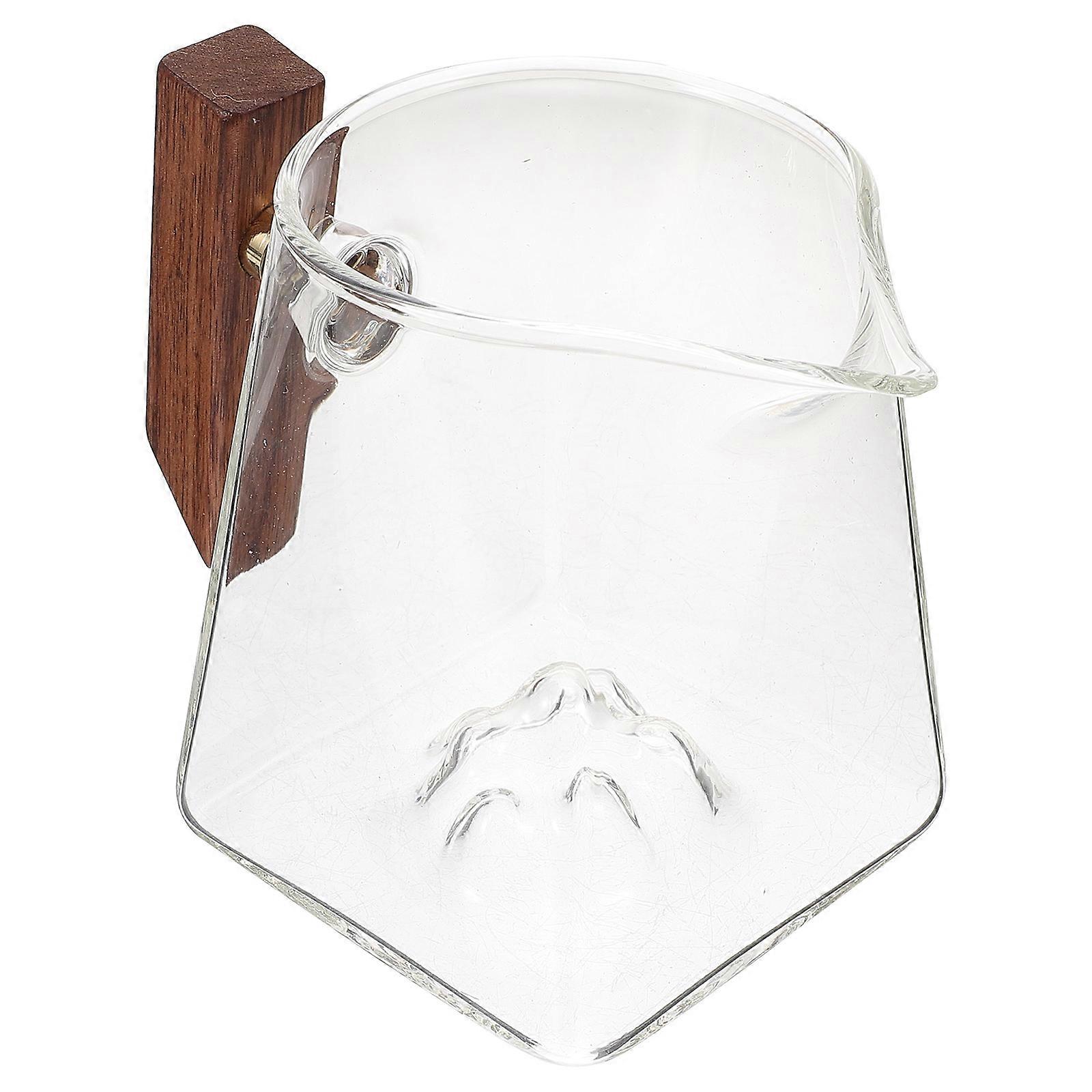Clear Glass Tea Mug with Wooden Handle for Home Use Easy to Hold 350ml Transparent