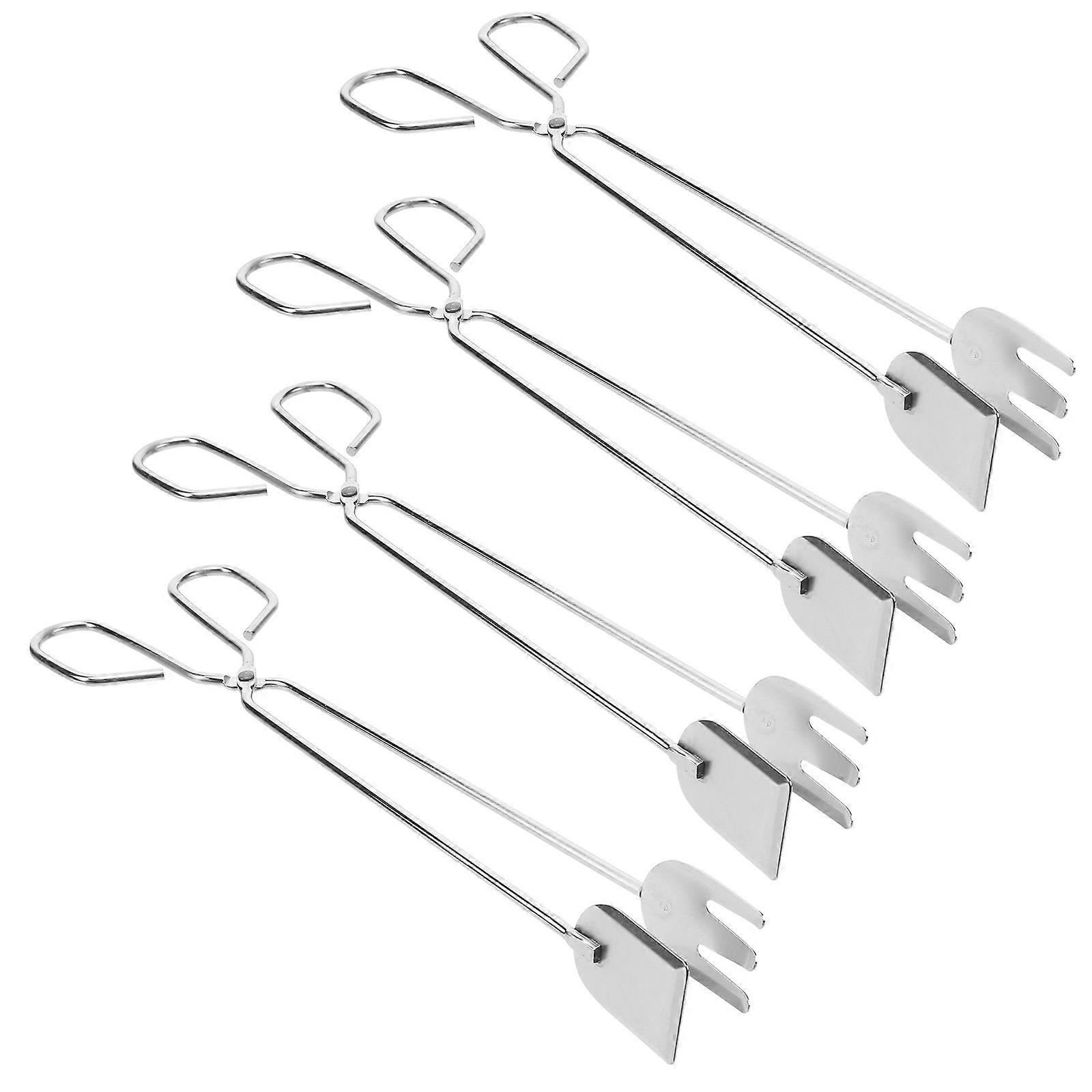 Stainless Steel Pickup Tool for Outdoor Use Long Scissor Shape Tongs Portable Garbage Clip 32cm