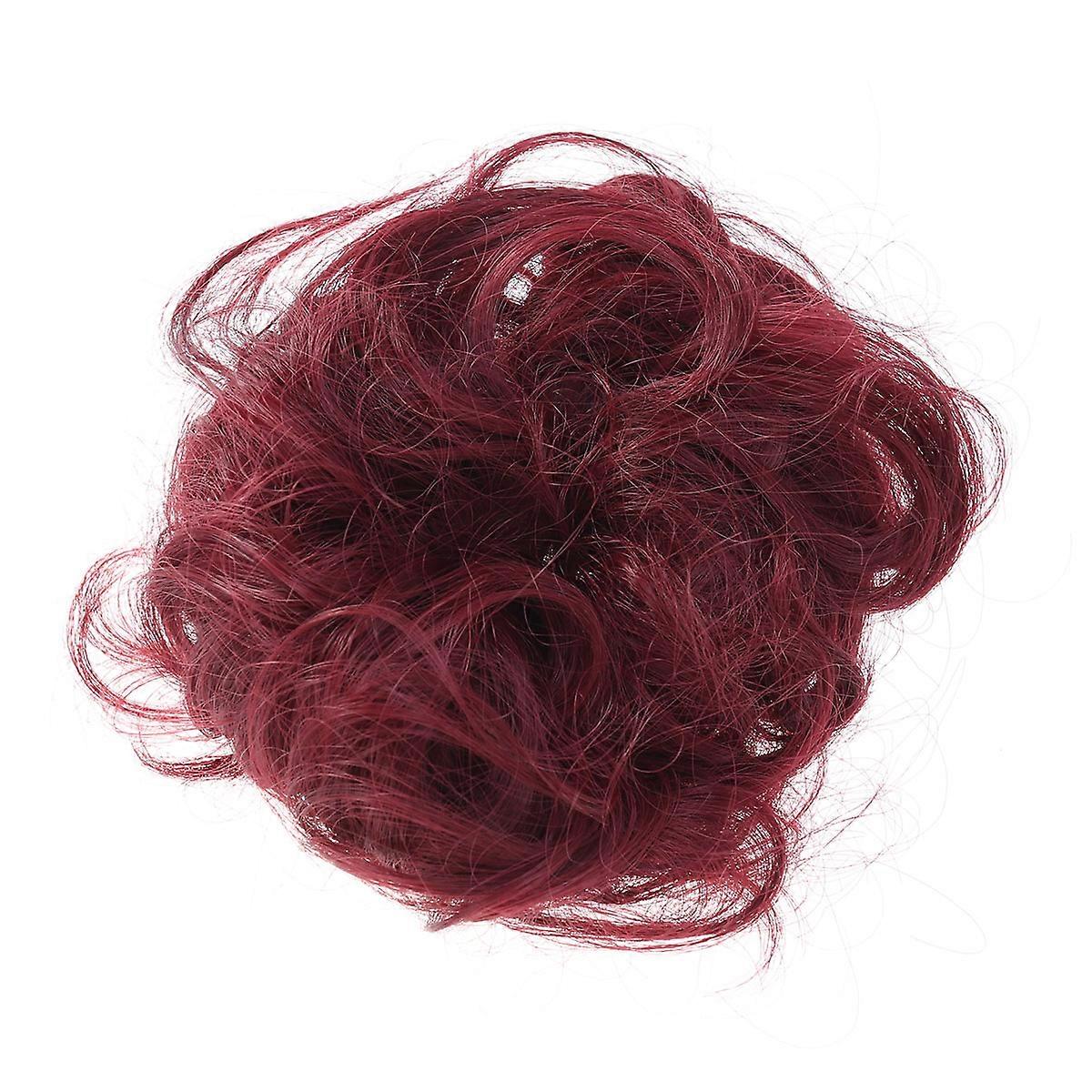 Durable Ladies Fashion Hairpiece for Decoration with Elastic Wave Curly Synthetic Fabric Dark Red