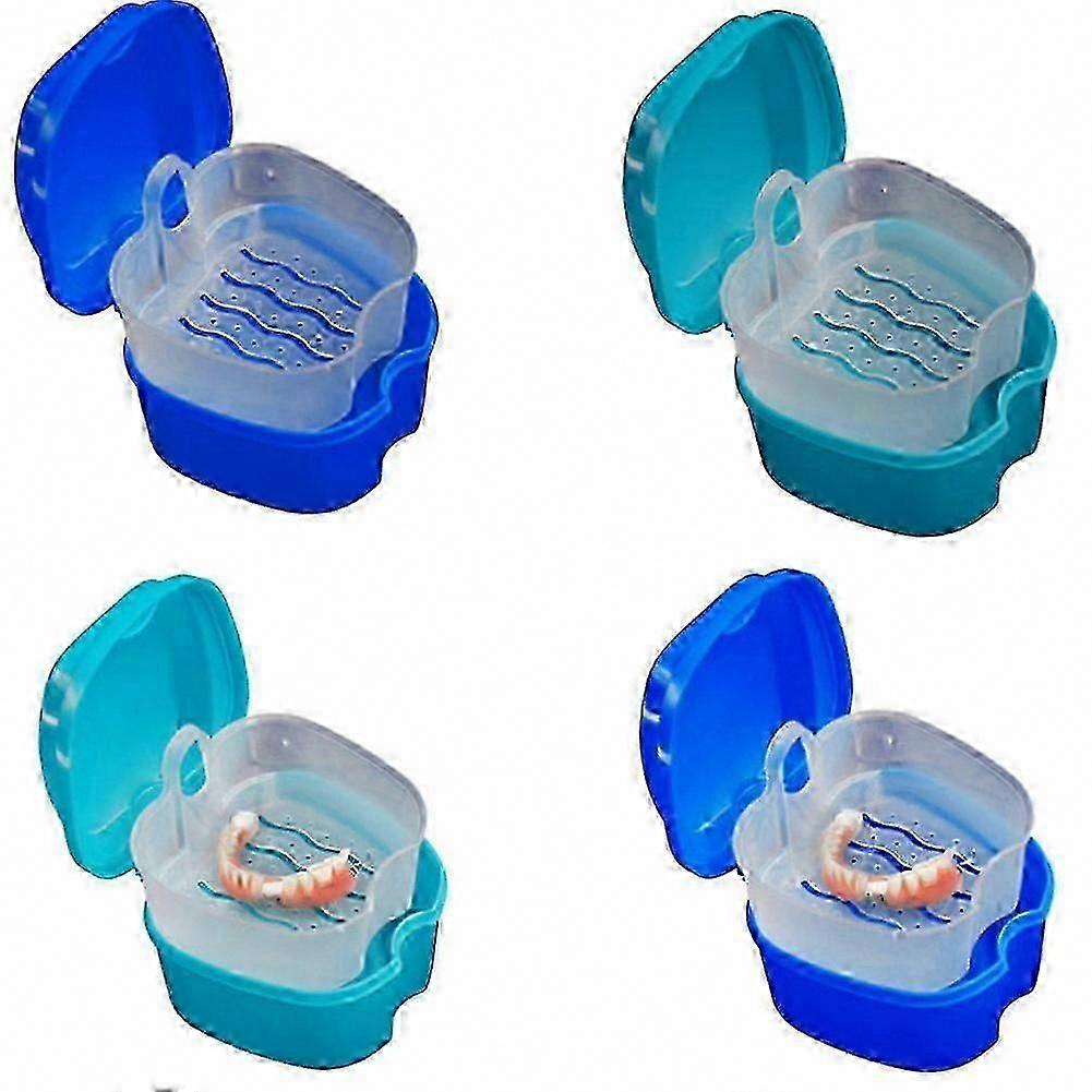 Denture Storage Box Compact Travel Case for False Teeth Full Protection Denture Bath Container