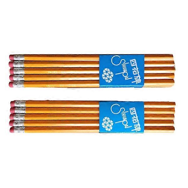 10 student pencils for children Gloss writing Hexagonal portable pencils with eraser for sketching