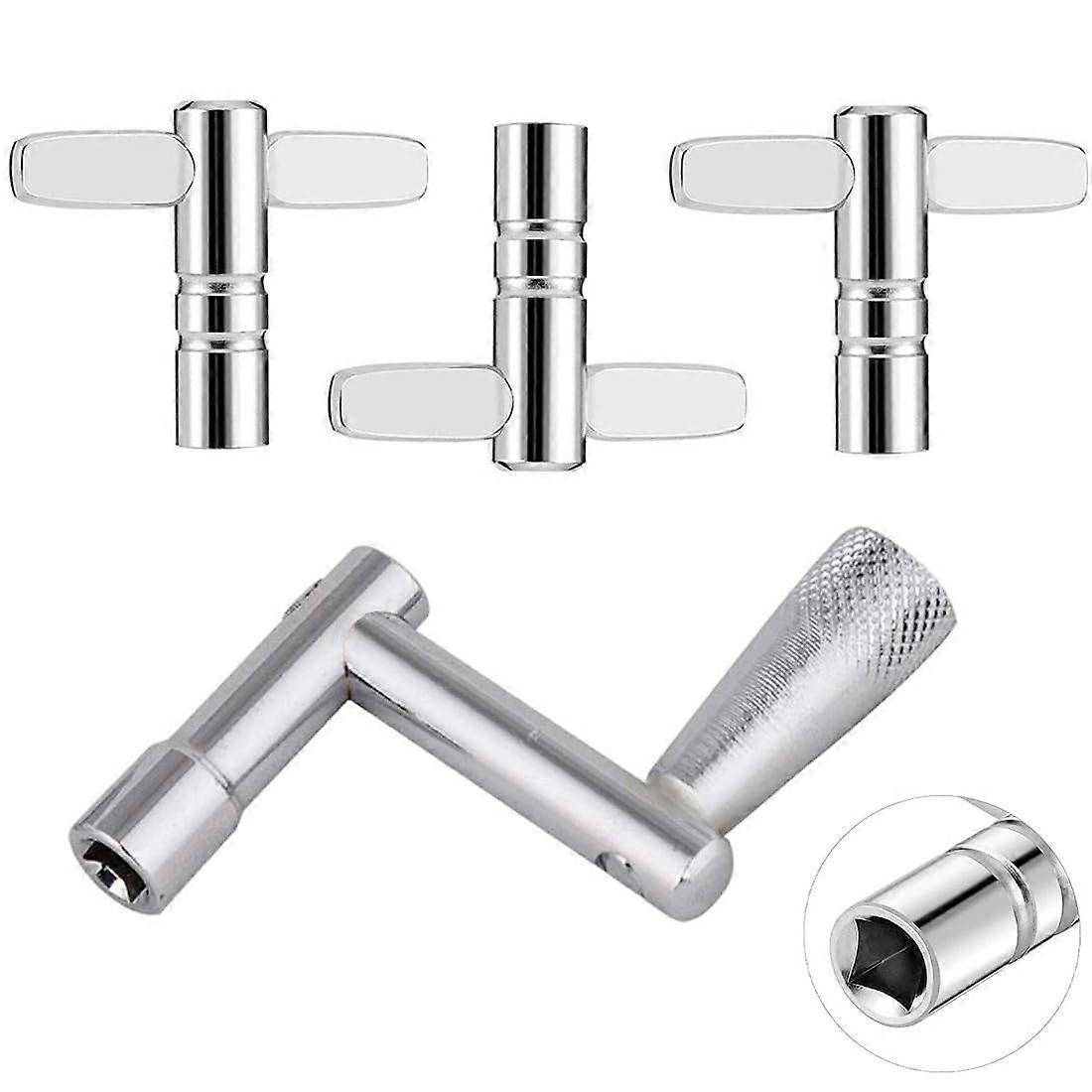 4 x Drum Key Tools, Adjustable Drum Key, Stainless Steel Tuner Key, for Acoustic Electronic Drums, Snare Drum, and Bass Drum