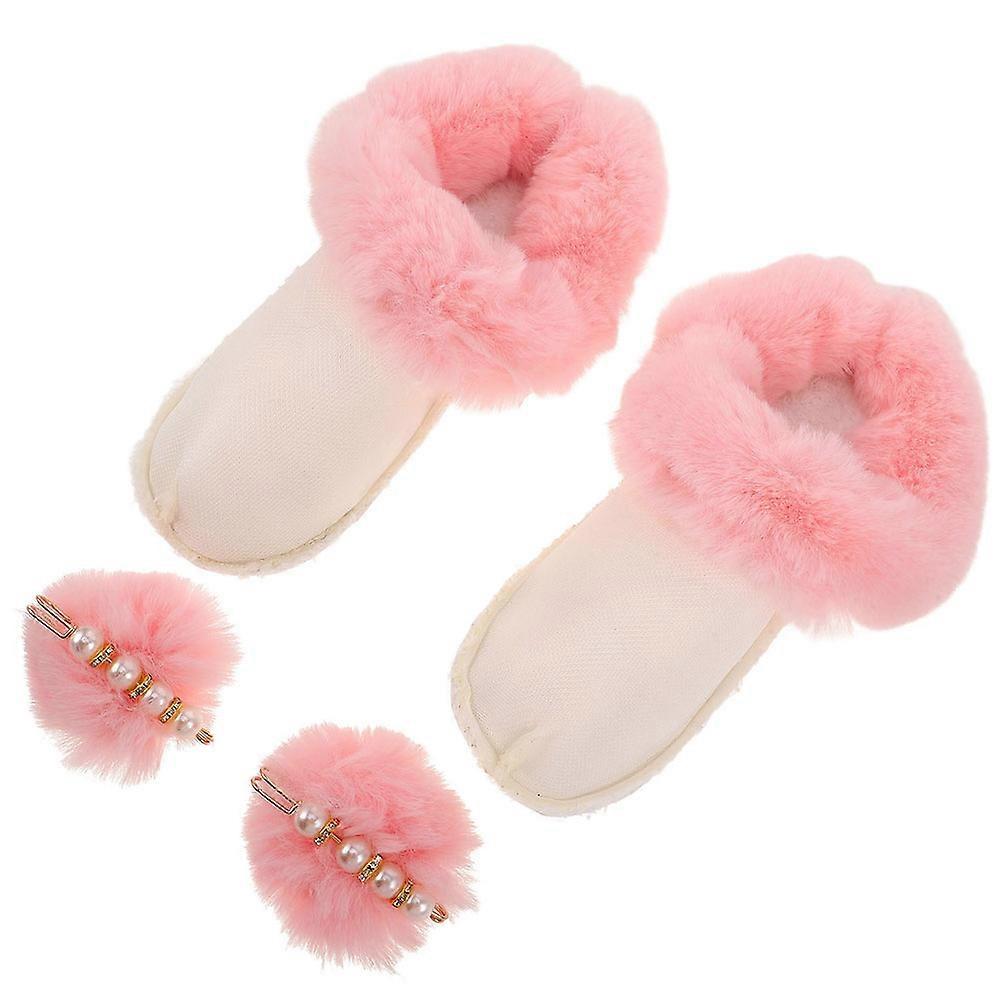 Thick Plush Material Winter Shoes Liner Hiking Pink 1 Pair 3.1×2.8×1.6in